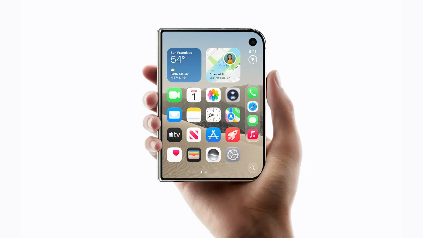 iPhone Duo aufgeklappt in der Hand